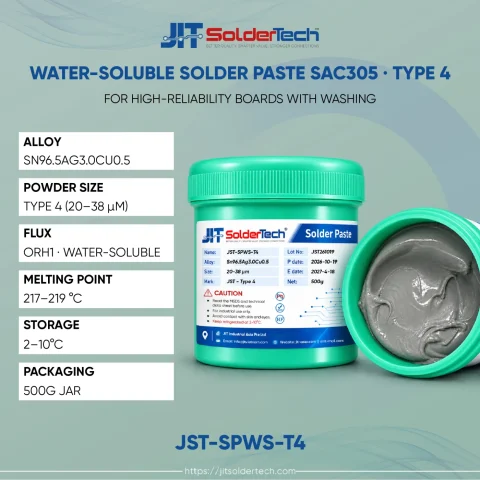 Water-Soluble Solder Paste SAC305 · Type 4 (JST-SPWS-T4) specifications – JIT SolderTech