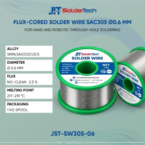 Flux-Cored Solder Wire SAC305 Ø0.6 mm (JST-SW305-06) specifications – JIT SolderTech