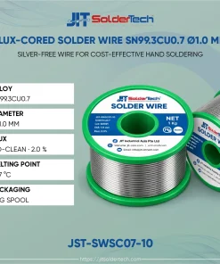 Flux-Cored Solder Wire Sn99.3Cu0.7 Ø1.0 mm (JST-SWSC07-10) specifications – JIT SolderTech